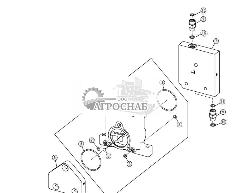 Впускная и выпускная секции правого главного гидравлического регулирующего клапана (стандартные органы управления) - ST3616 474.jpg